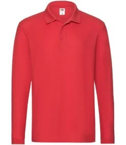 Fruit Of The Loom Mens Premium Long Sleeve Polo 25 Fruit Of The Loom Mens Premium Long Sleeve Polo -XAMAX ss24 red front
