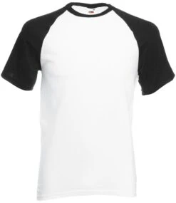 Fruit Of The Loom Mens Valueweight Short Sleeve Baseball T Shirt -XAMAX ss31 wh 2fbk front 1 3
