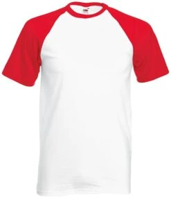 Fruit Of The Loom Mens Valueweight Short Sleeve Baseball T Shirt -XAMAX ss31 wh 2frd front