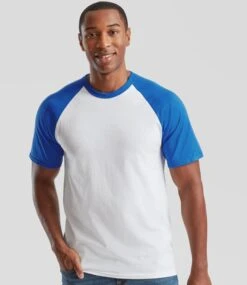Fruit Of The Loom Mens Valueweight Short Sleeve Baseball T Shirt -XAMAX ss31 wh ry model 2